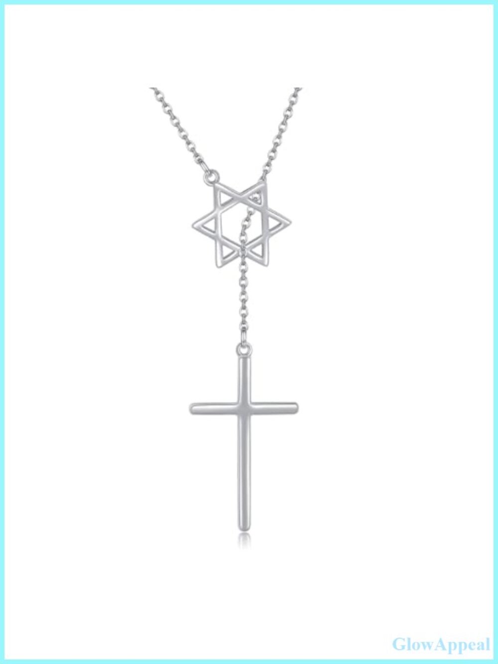 925 Sterling Silver Star of David Cross Layered Pendant Necklace Jewish Jewelry